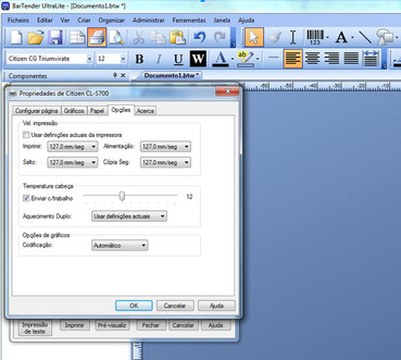 Temperatura Impressão Etiquetas