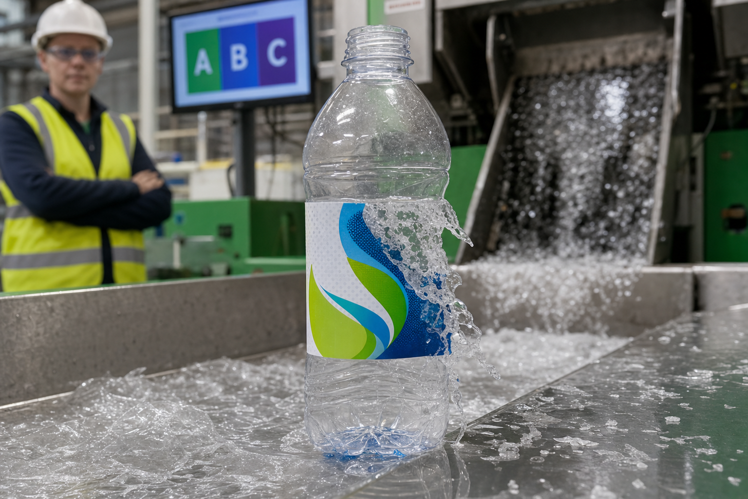 PET Bottle Recycling Process with Clear Label Design