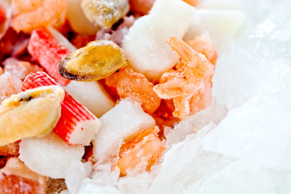 Frozen seafood to make a shellfish cocktail