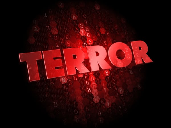 Terror -  Red Color Text on Digital Background.-1